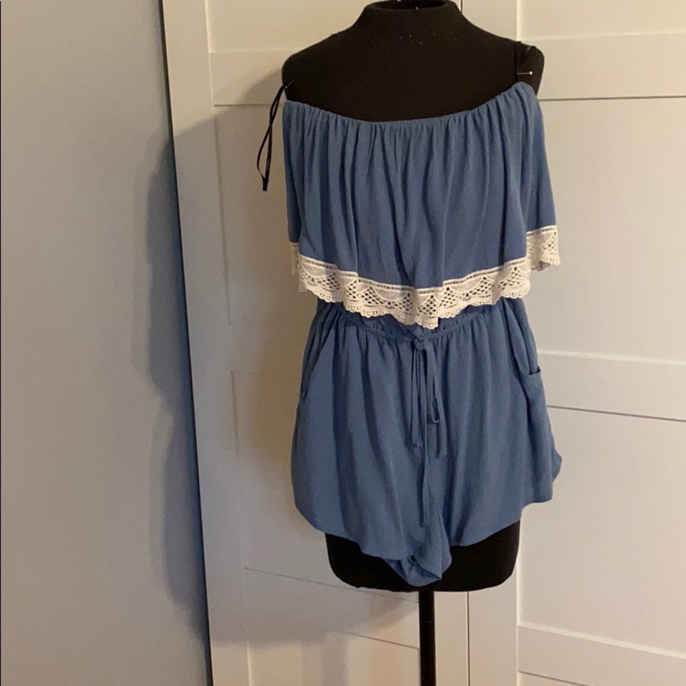 Blue/ Lace Romper